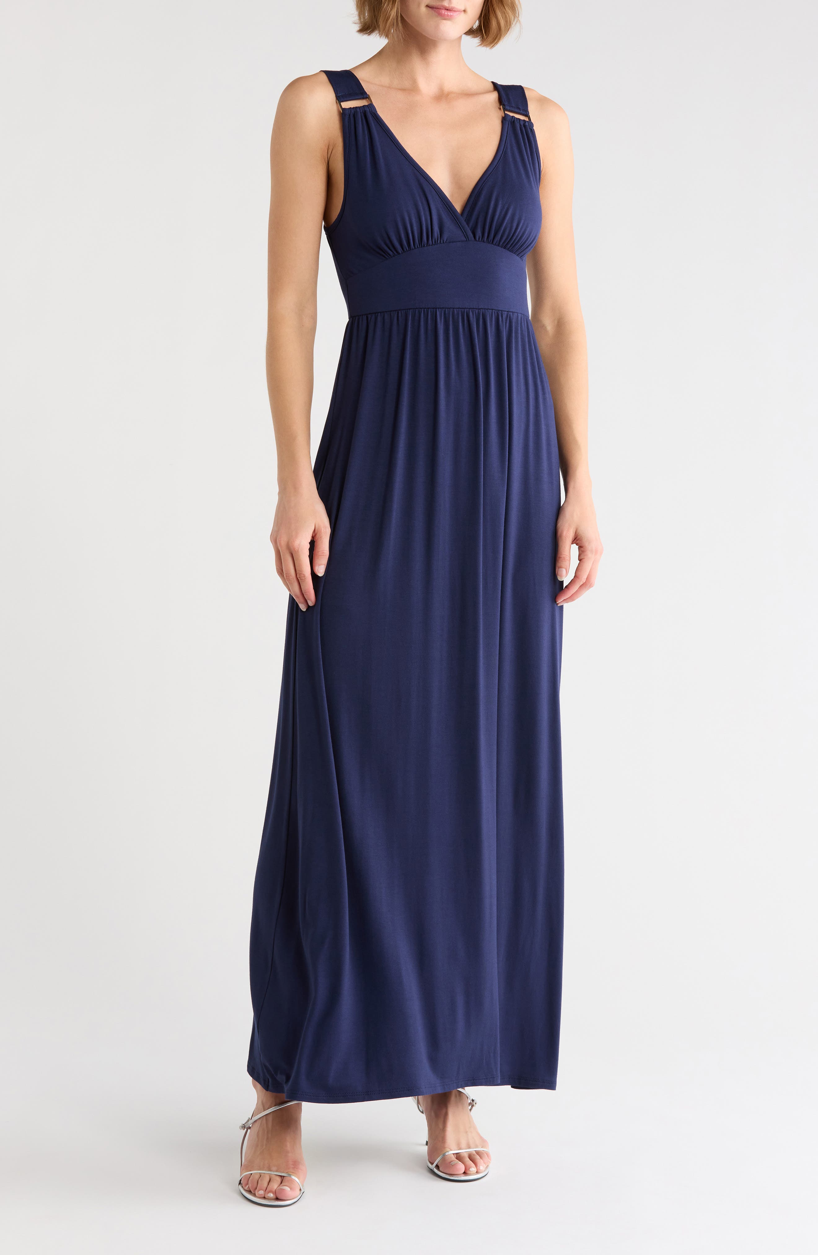 Loveappella Empire Waist Jersey Maxi Dress