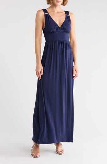Loveappella Empire Waist Jersey Maxi Dress