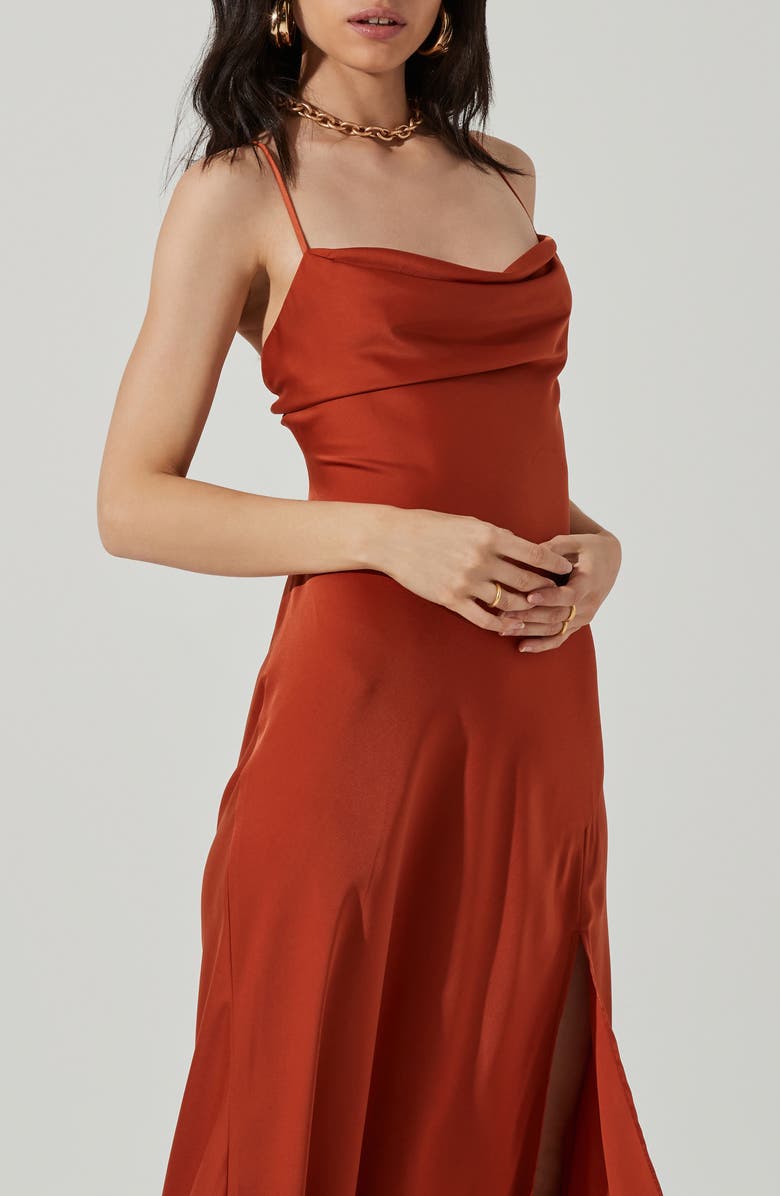 ASTR the Label Cowl Neck Midi Dress, Alternate, color, Rust