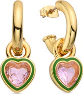 EYE CANDY LOS ANGELES Yasmine Pink Heart Dangle Hoop Earrings