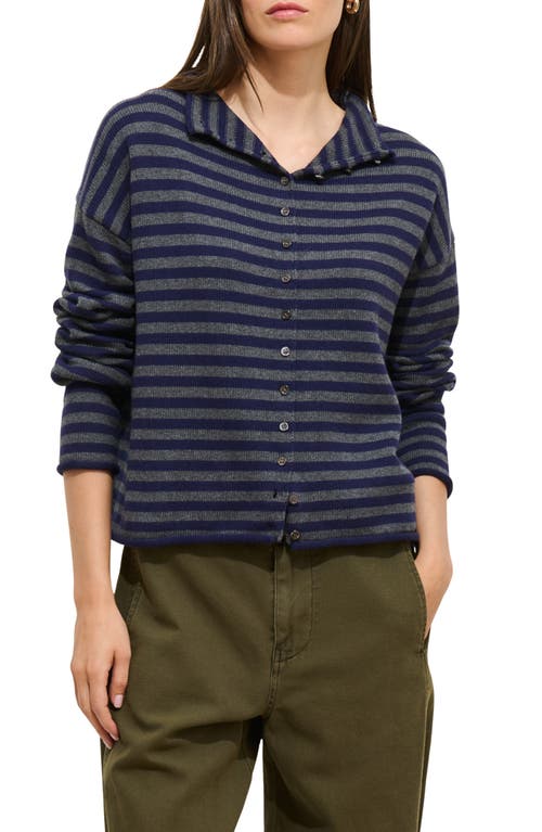 Alex Mill Taylor Striped Cardigan In Cotton Cashmere In Blue