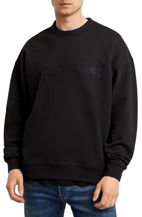 Chenille G-Script Loose Organic Cotton Crewneck Sweatshirt