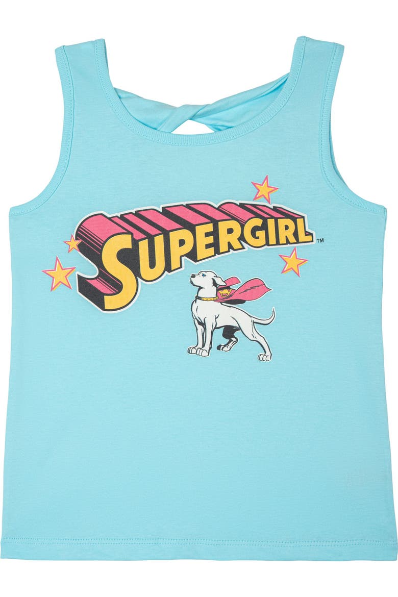 Justice League Supergirl Tank Top and Shorts Set, Alternate, color, Krypto Blue Pink