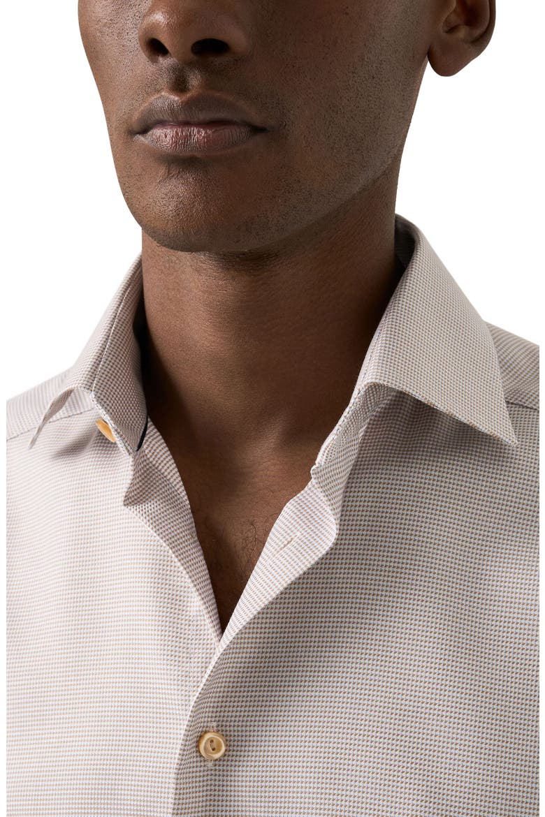 Slim Fit Houndstooth Twill Dress Shirt, Alternate, color, LIGHT BEIGE