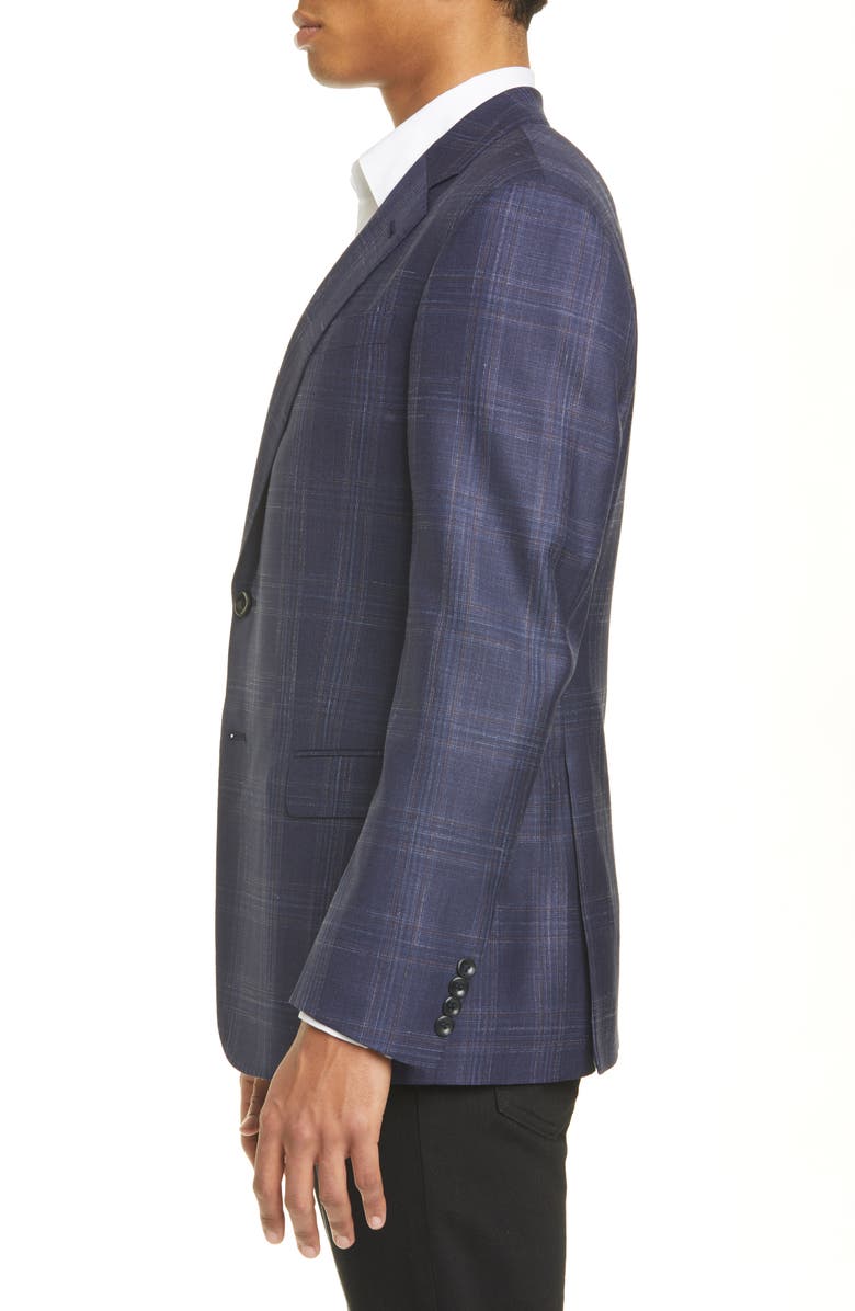 Giorgio Armani Trim Fit Plaid Wool Blend Sport Coat, Alternate, color,