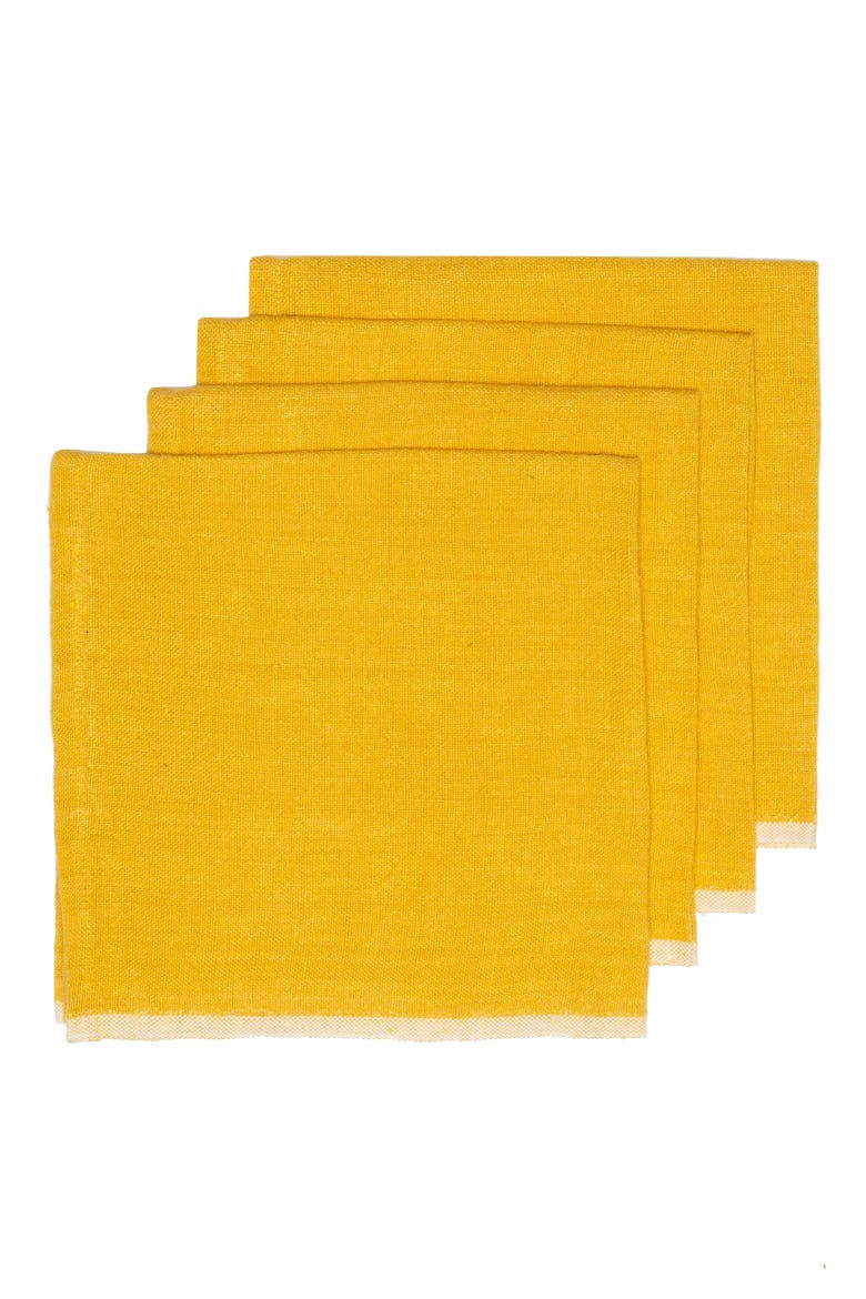 Set of 4 Chunky Linen Napkins, Alternate, color, MUSTARD