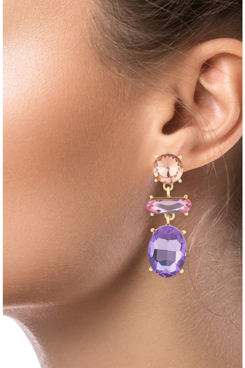 Crystal Drop Earrings (Nordstrom Exclusive), Alternate, color, LAVENDER/ GOLD