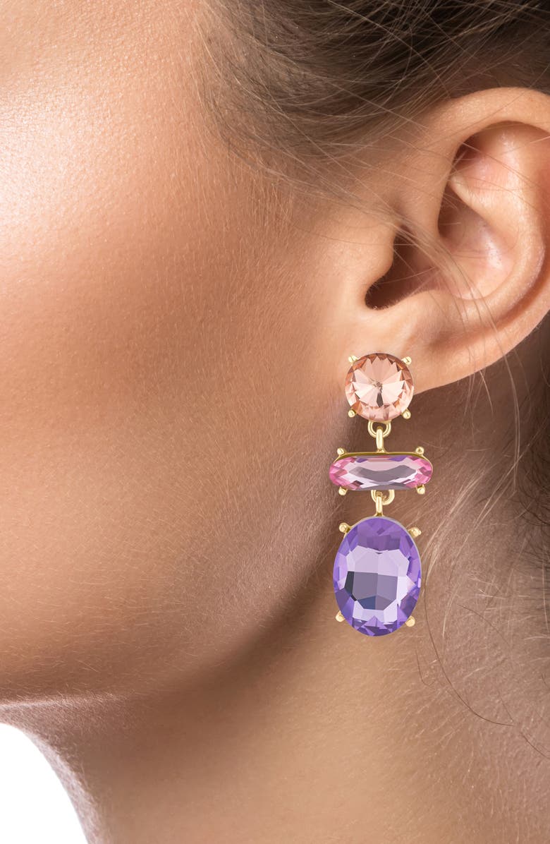 JARDIN Crystal Drop Earrings, Alternate, color, Lavender/ Gold