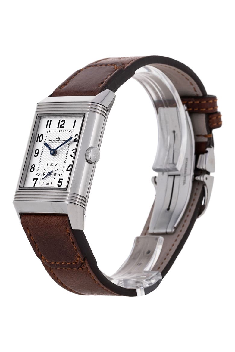 Jaeger-LeCoultre Preowned 2021 Reverso Classic Medium Duoface 2458420 Leather Strap Watch, 25.5mm, Alternate, color, SILVER