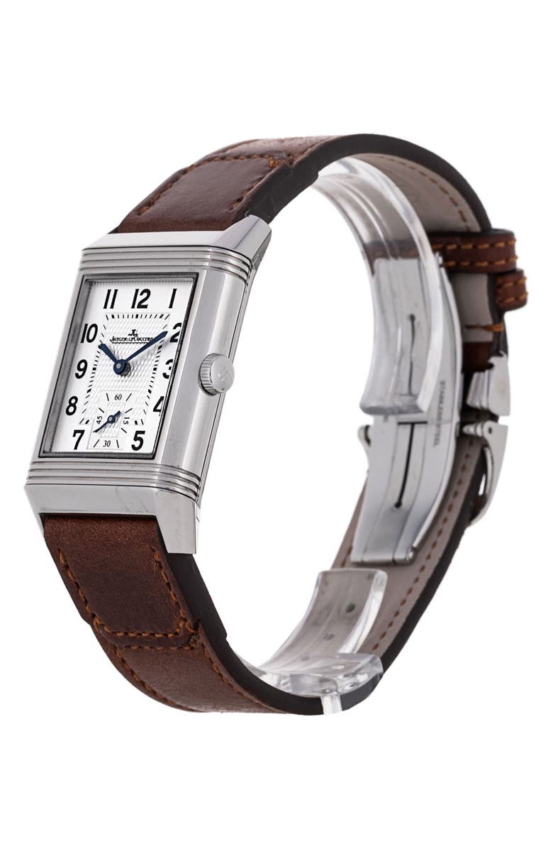 Watchfinder & Co. Jaeger-LeCoultre Preowned 2021 Reverso Classic Medium Duoface 2458420 Leather Strap Watch, 25.5mm, Alternate, color, Silver