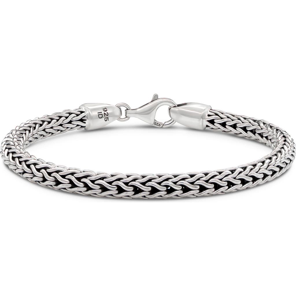 Devata Gender Inclusive Sterling Silver Dragon Bone Round 5mm Chain Bracelet In Silver