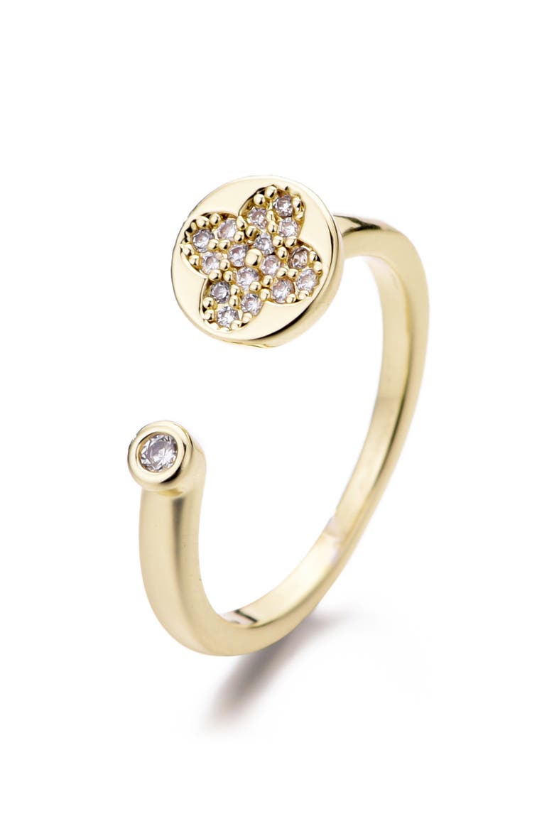 14K Gold Plated Cubic Zirconia Open Band Ring, Main, color, GOLD