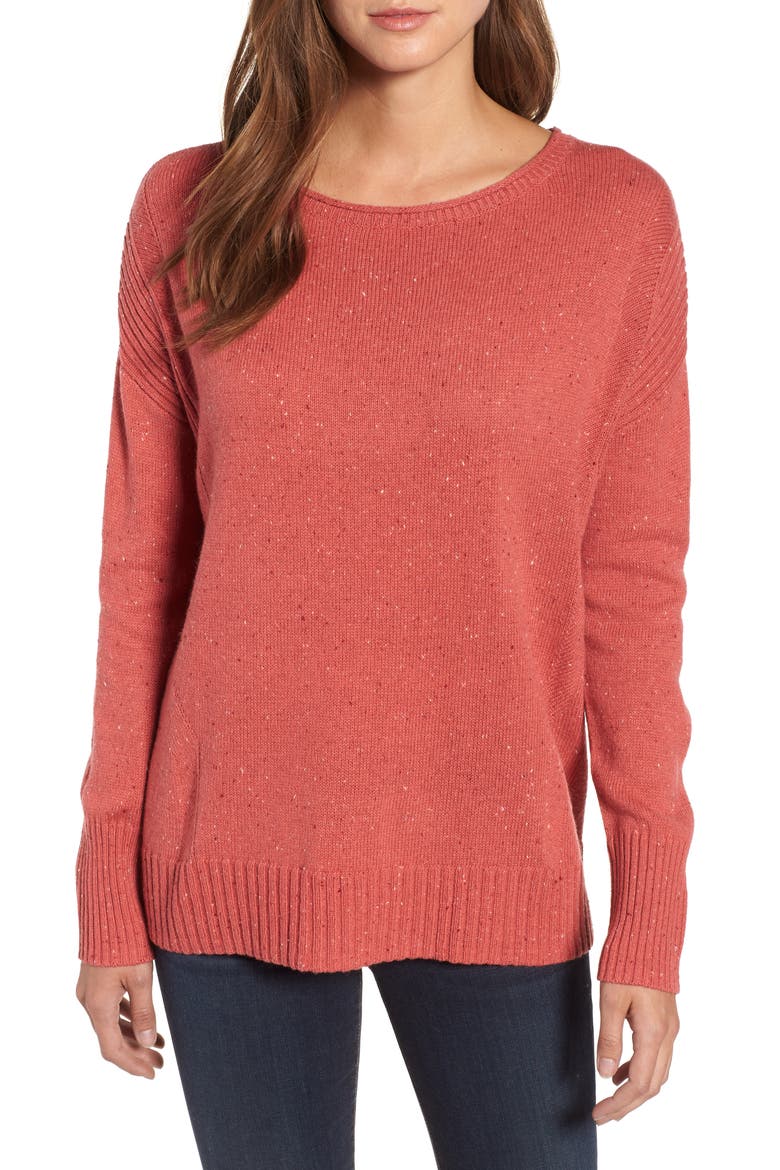 Back Zip Pullover, Main, color, PINK CEDAR CAMDEN NEP