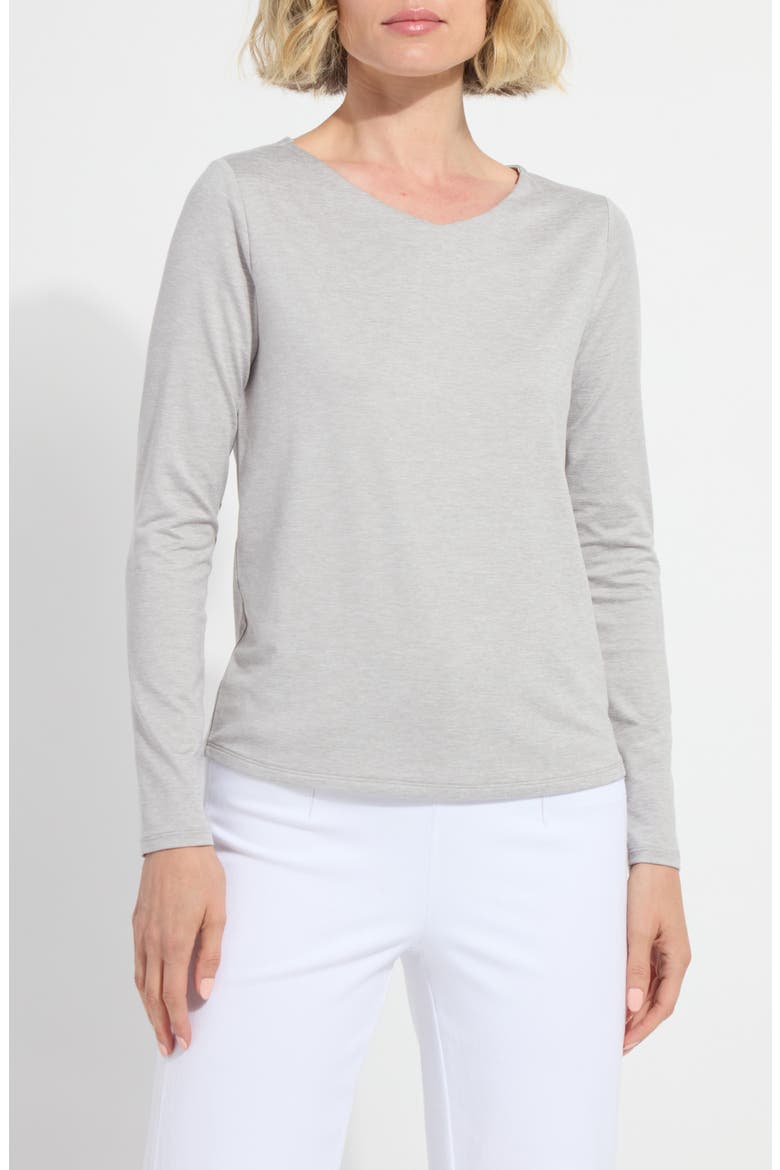 Lyssentials Long Sleeve T-Shirt, Main, color, LIGHT GREY MELANGE