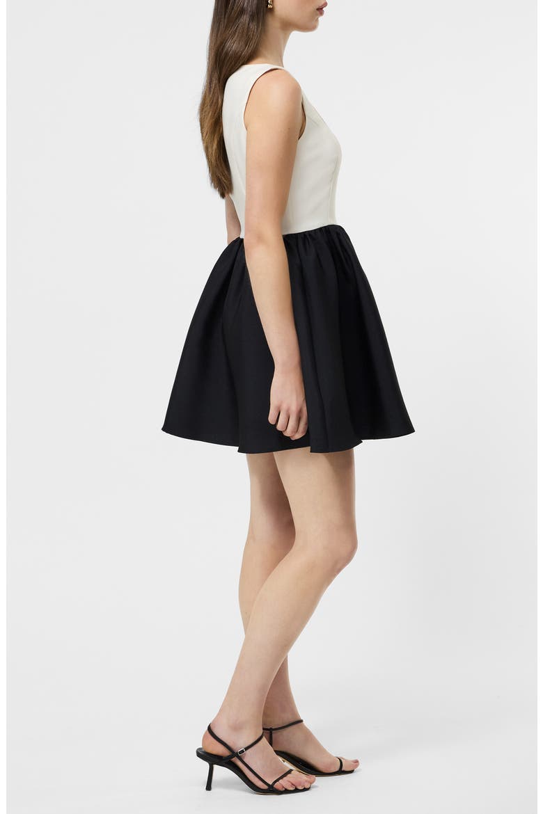 Colorblock Fit & Flare Minidress, Alternate, color, PORCELAIN CREAM