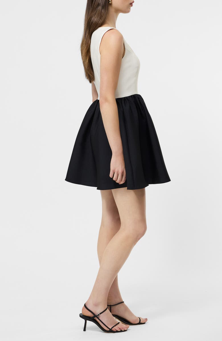 French Connection Colorblock Fit & Flare Minidress, Alternate, color, Porcelain Cream