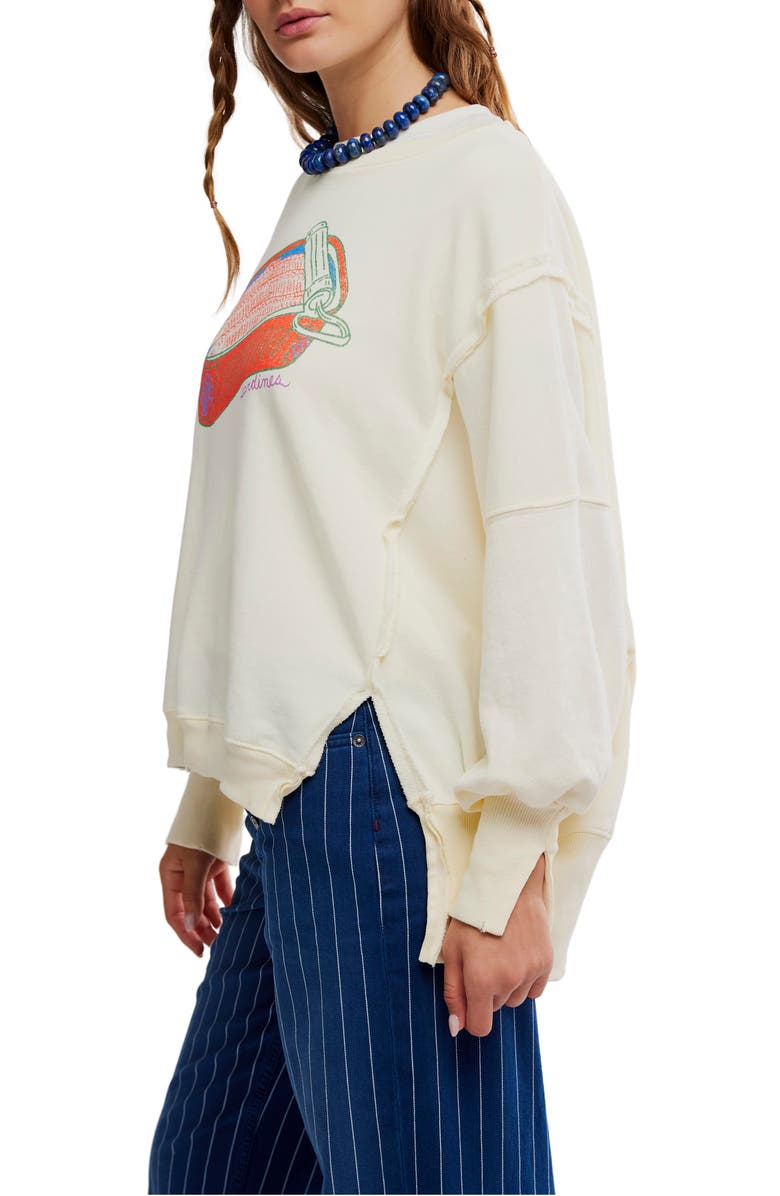 Free People Camden Oversize Graphic Sweatshirt, Alternate, color, Sardine Combo