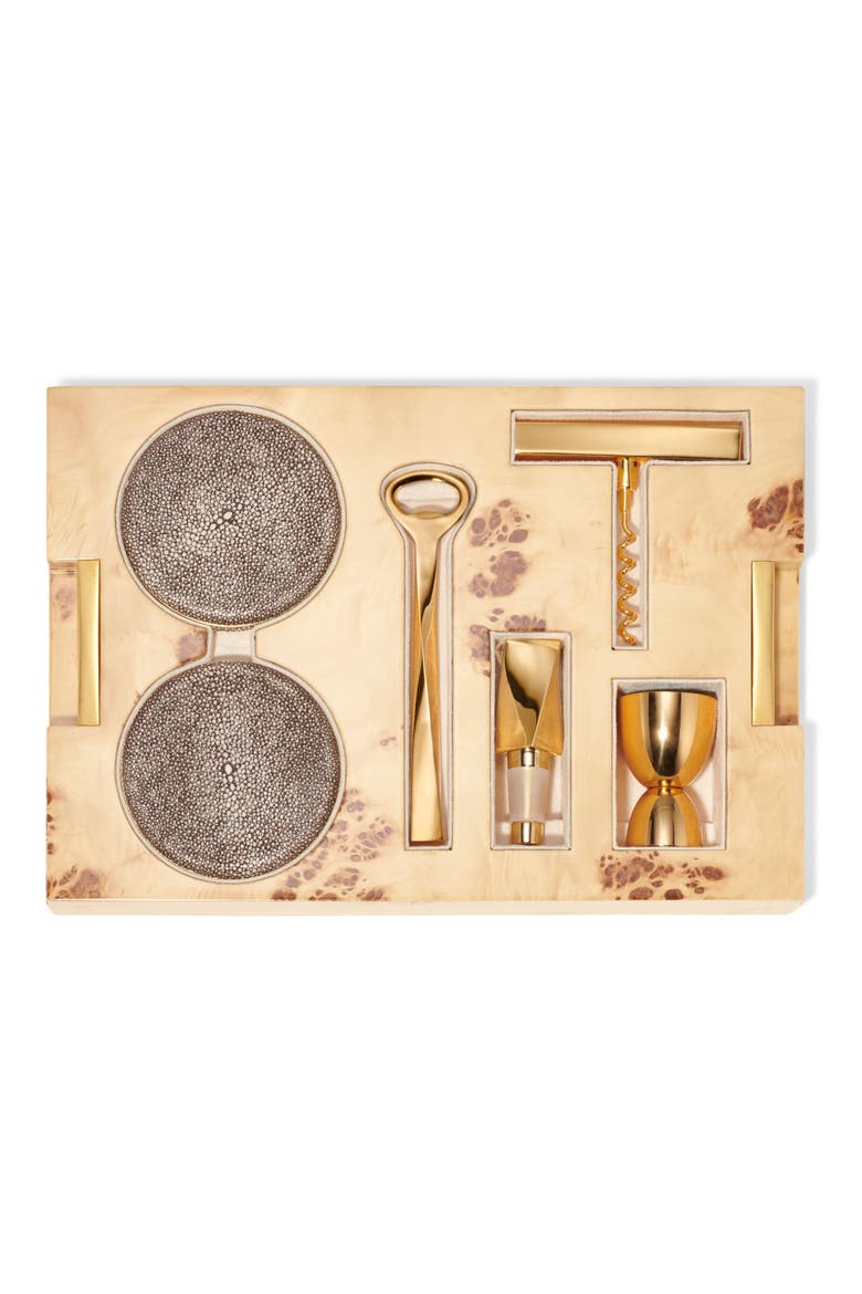 Classic Faux Sagreen Bar Tool Set, Alternate, color, CHOCOLATE