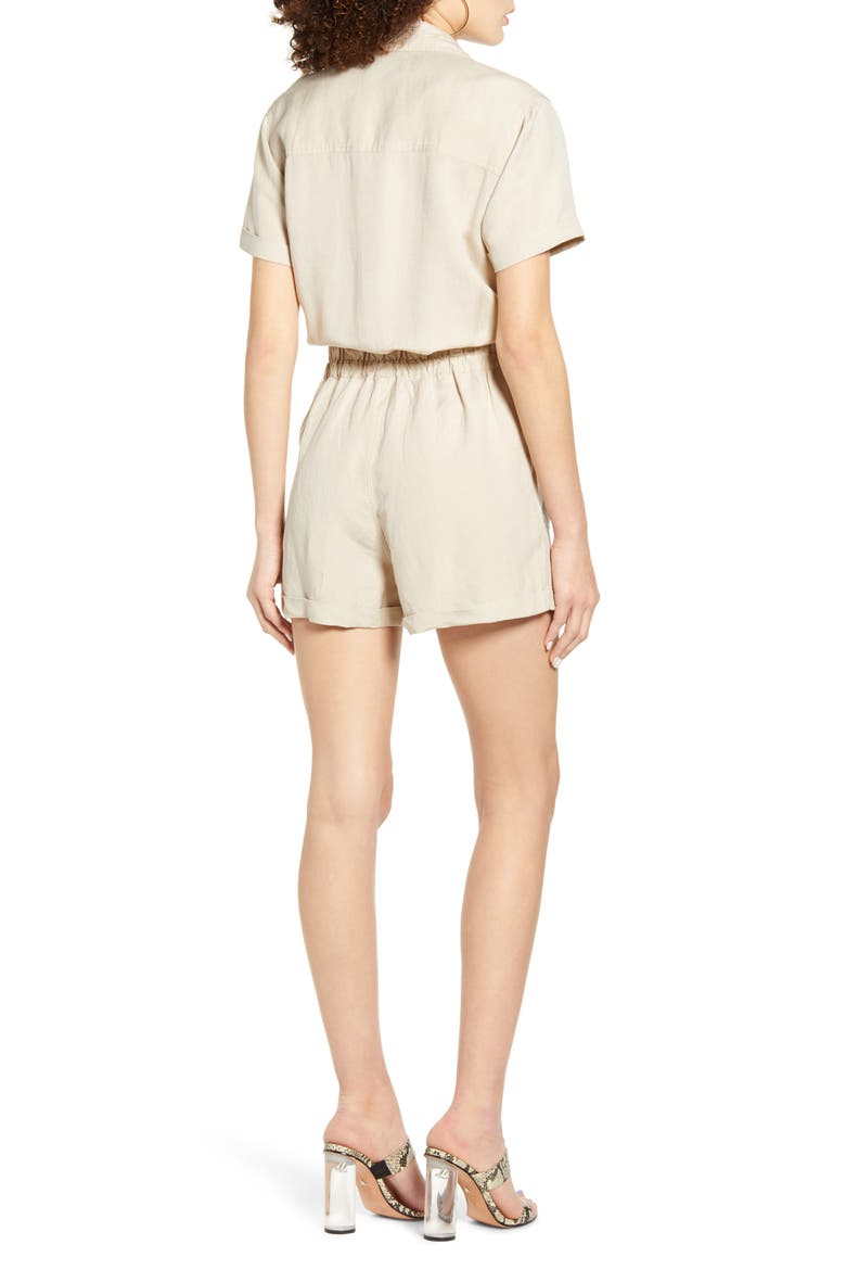 Linen Utility Romper, Alternate, color, FRAPPE