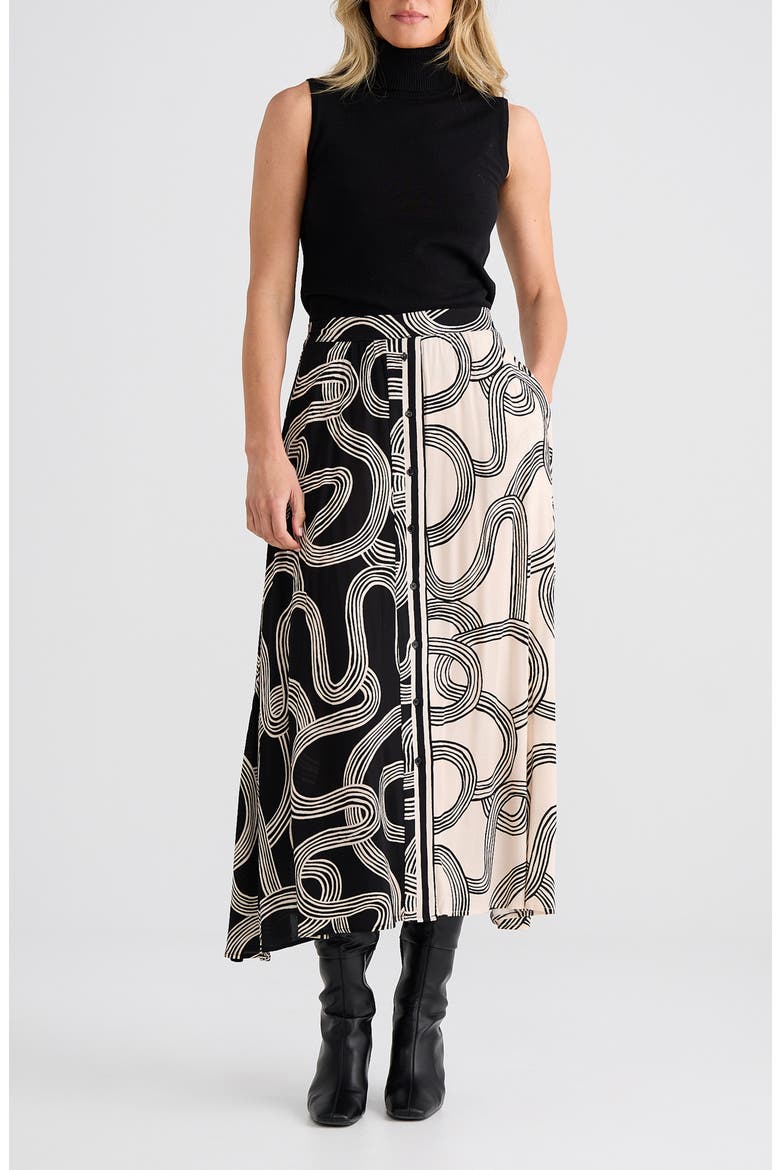 Lucy Two-Tone Print Skirt, Alternate, color, INK LINES MULTI