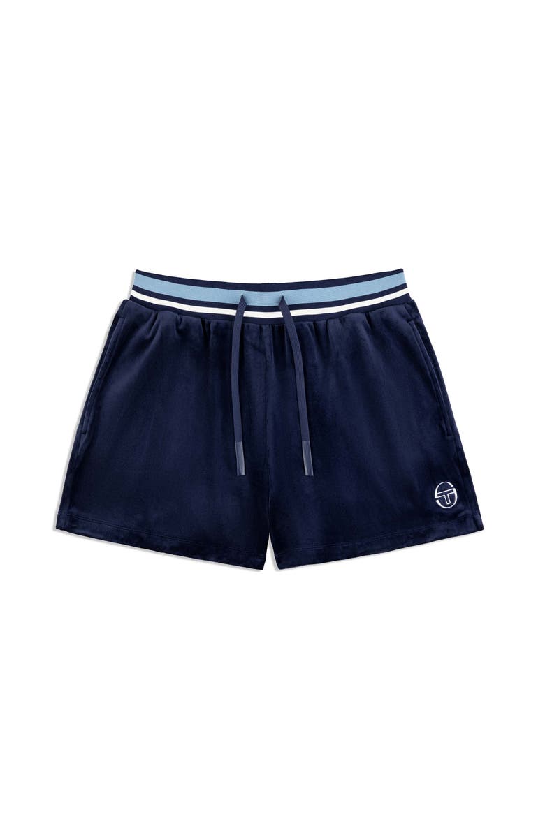 Sergio Tacchini Adele Velour Short, Alternate, color, Maritime Blue