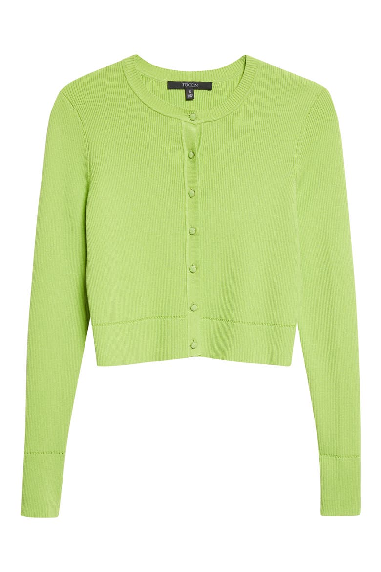 Zoe Crop Cardigan, Alternate, color, LIME