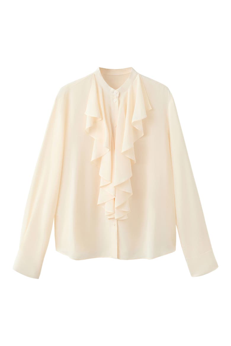 Russo Ruffle Button Shirt, Alternate, color, ECRU