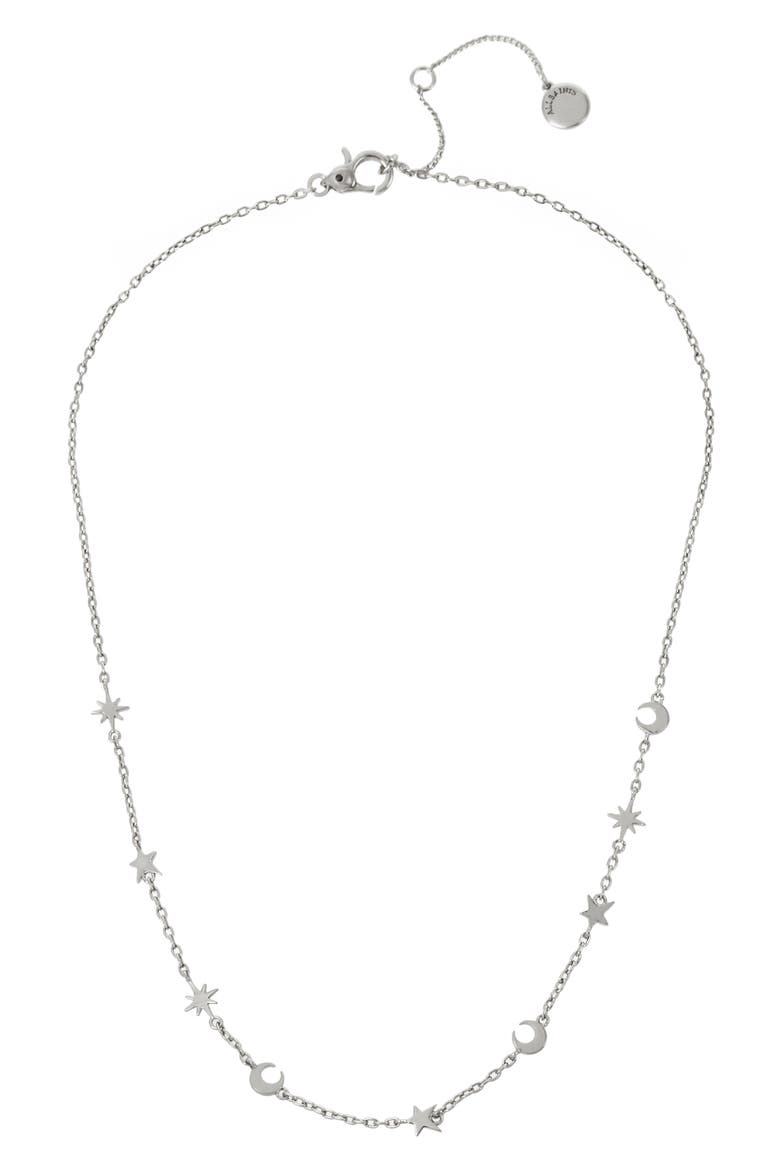 Star & Moon Station Necklace, Main, color, CRYSTAL