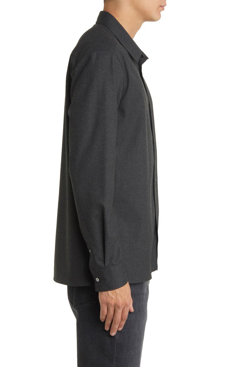 Brushed Flannel Button-Up Shirt, Alternate, color, CHARCOAL