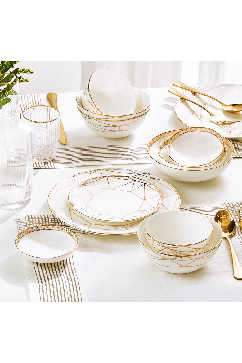 Gem Cut Gold Bread & Butter Plate, Alternate, color, White