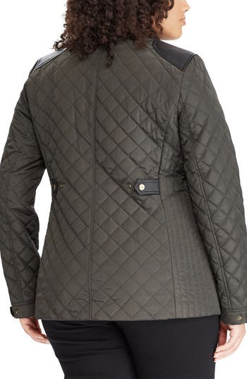 Lauren Ralph Lauren Quilted Jacket with Faux Leather Trim