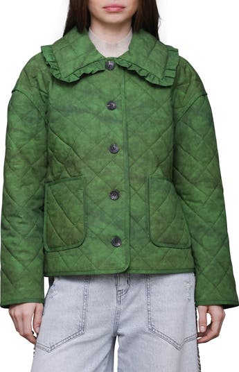 Ruffle Collar Quilted Jacket