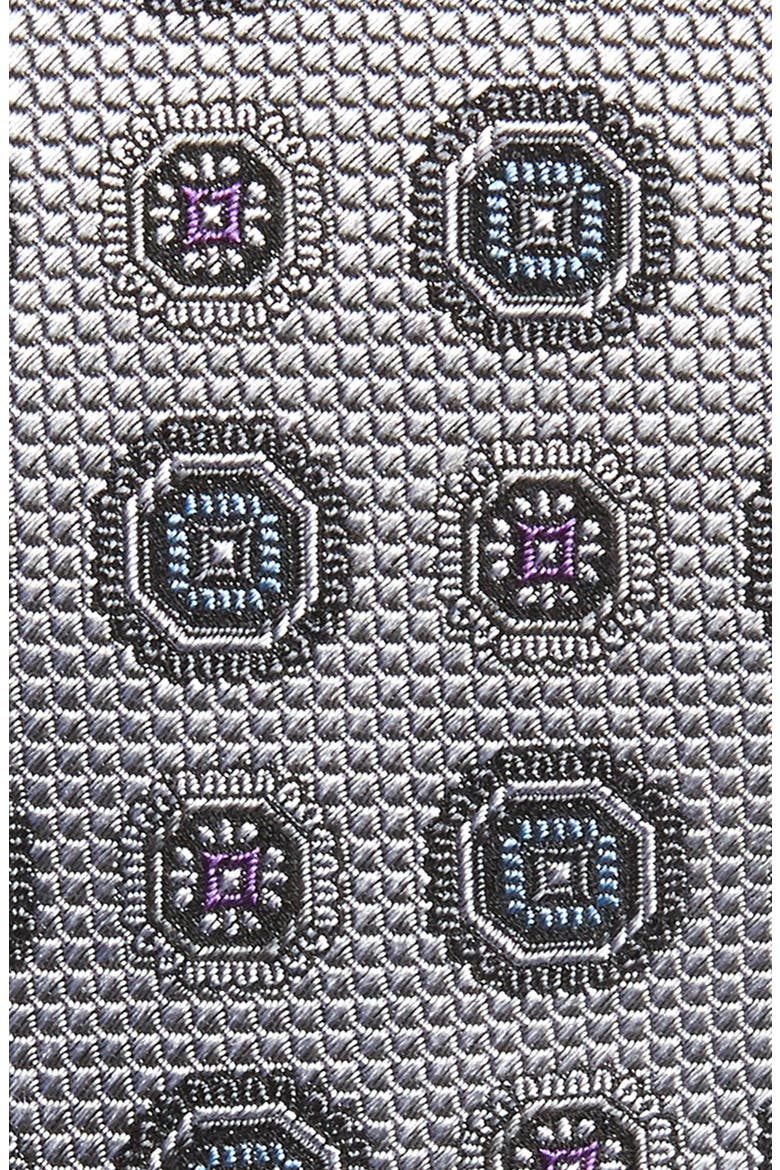 Medallion Silk Tie, Alternate, color, SILVER