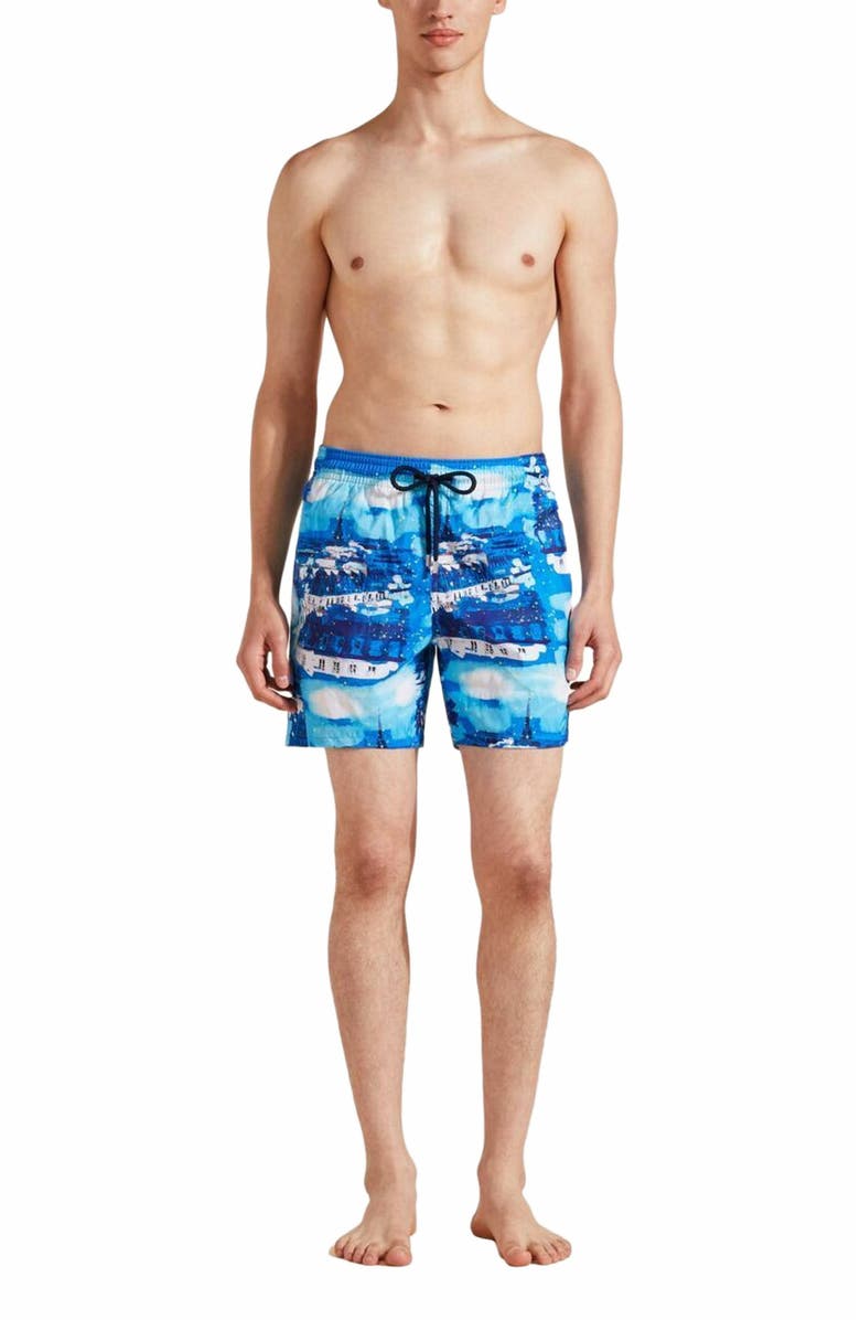 Vilebrequin Men's Paris Ultra-Light And Packable Swim Shorts, Main, color, Bleu Neon