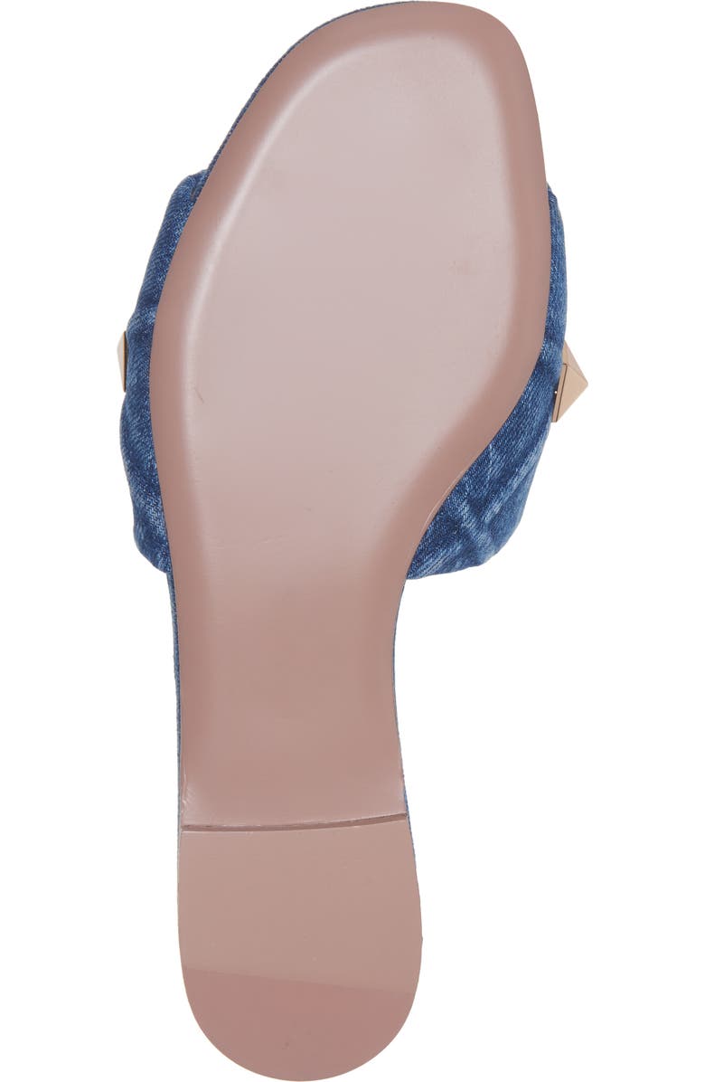 Valentino Garavani Roman Stud Matelassé Denim Slide Sandal, Alternate, color,