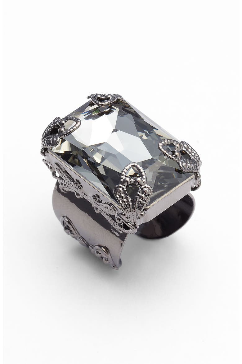 Cocktail Ring, Main, color, BLACK DIAMOND/ ANTIQUE SILVER