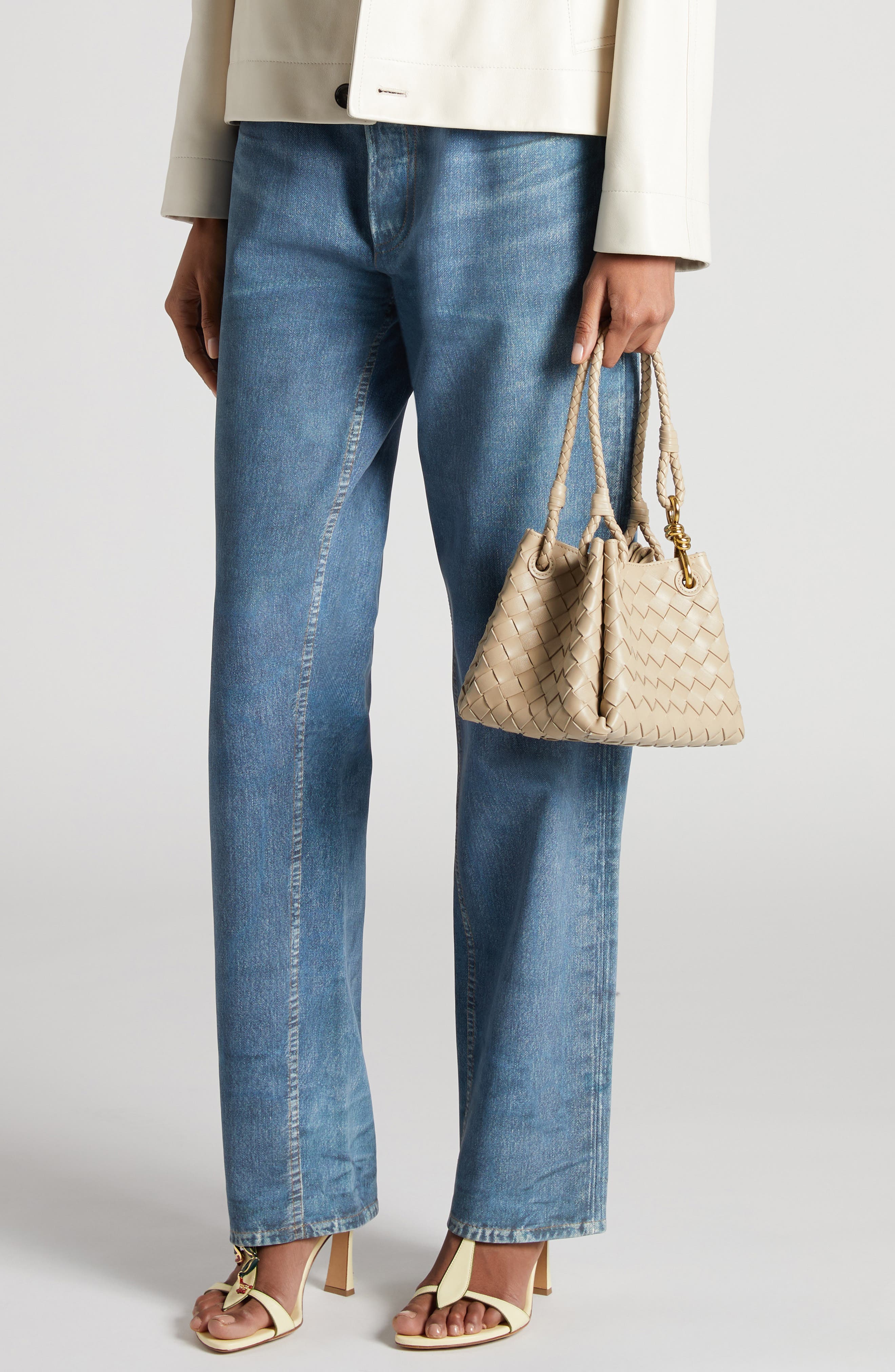 Small Andiamo Intrecciato Leather Crossbody Bag, Alternate, color, 9614 ECRU-MUSE BRASS