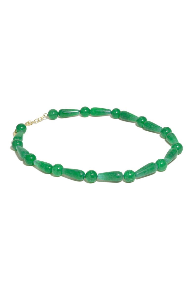 The Depths of Time Chalcedony Beaded Necklace, Alternate, color, GREEN GOLD PLATED