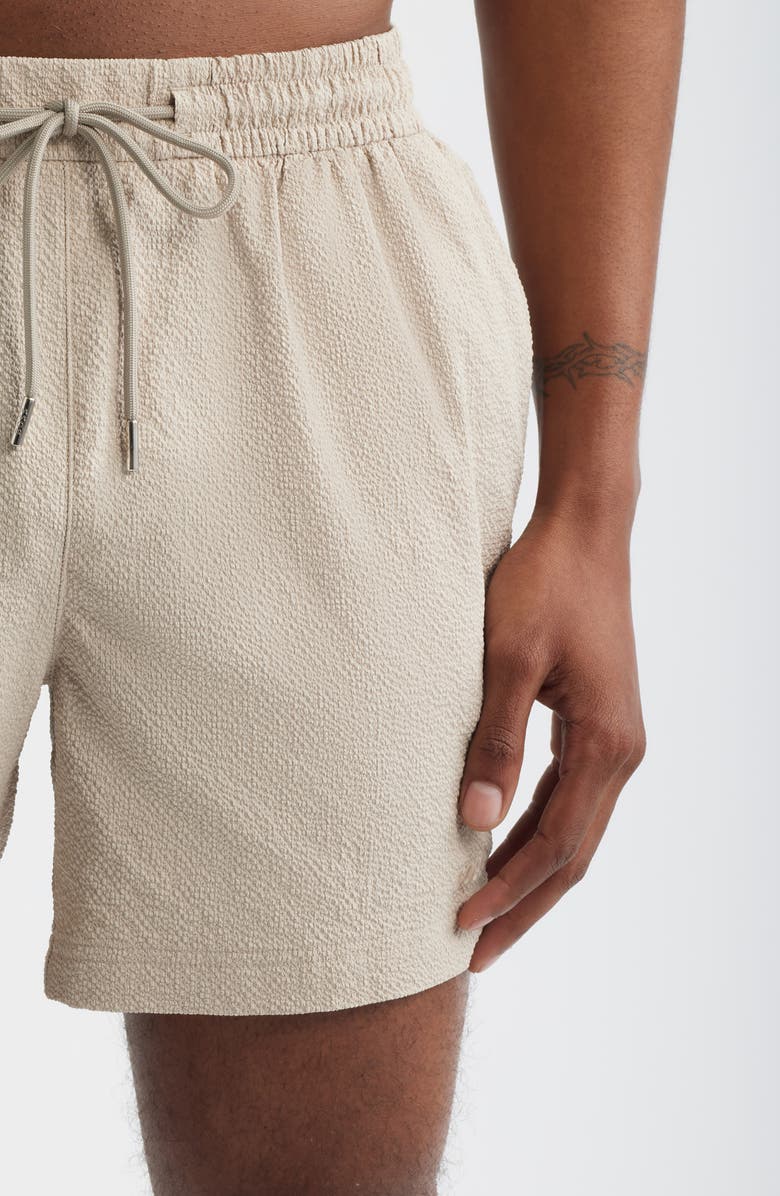 BOSS Relax Seersucker Swim Trunks, Alternate, color, Light Beige