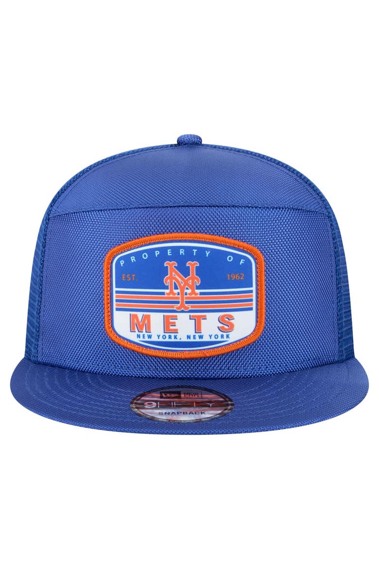 Men's New Era  Royal New York Mets Split Panel 9FIFTY Trucker Snapback, Alternate, color, Royal