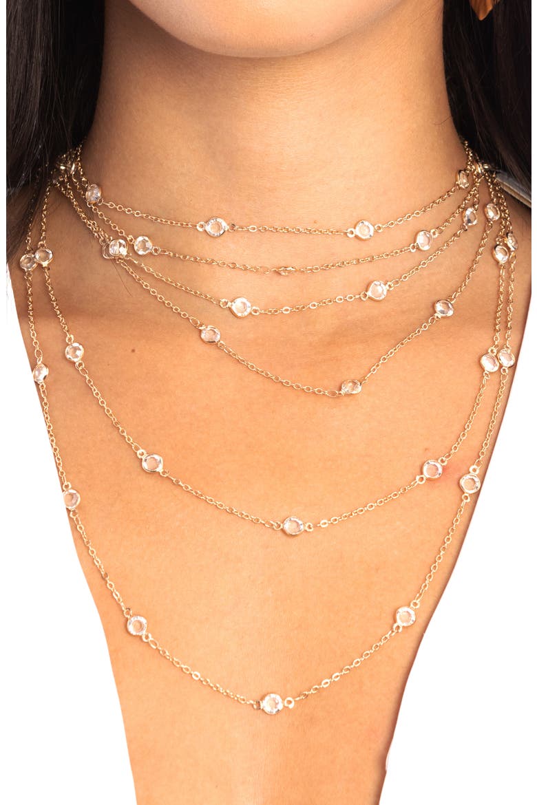 Crystal Layered Necklace, Alternate, color, GOLD