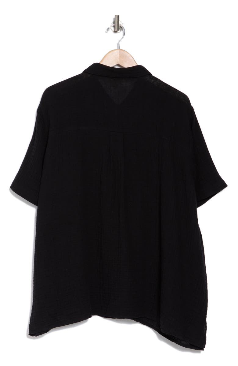Eileen Fisher Classic Short Sleeve Organic Cotton Gauze Button-Up Shirt, Alternate, color, 