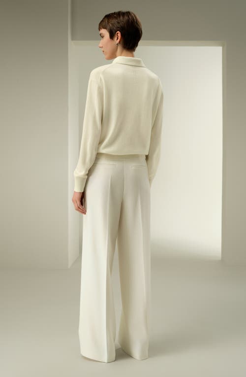 Lilysilk Baby Cashmere Long-sleeve Polo Shirt In White