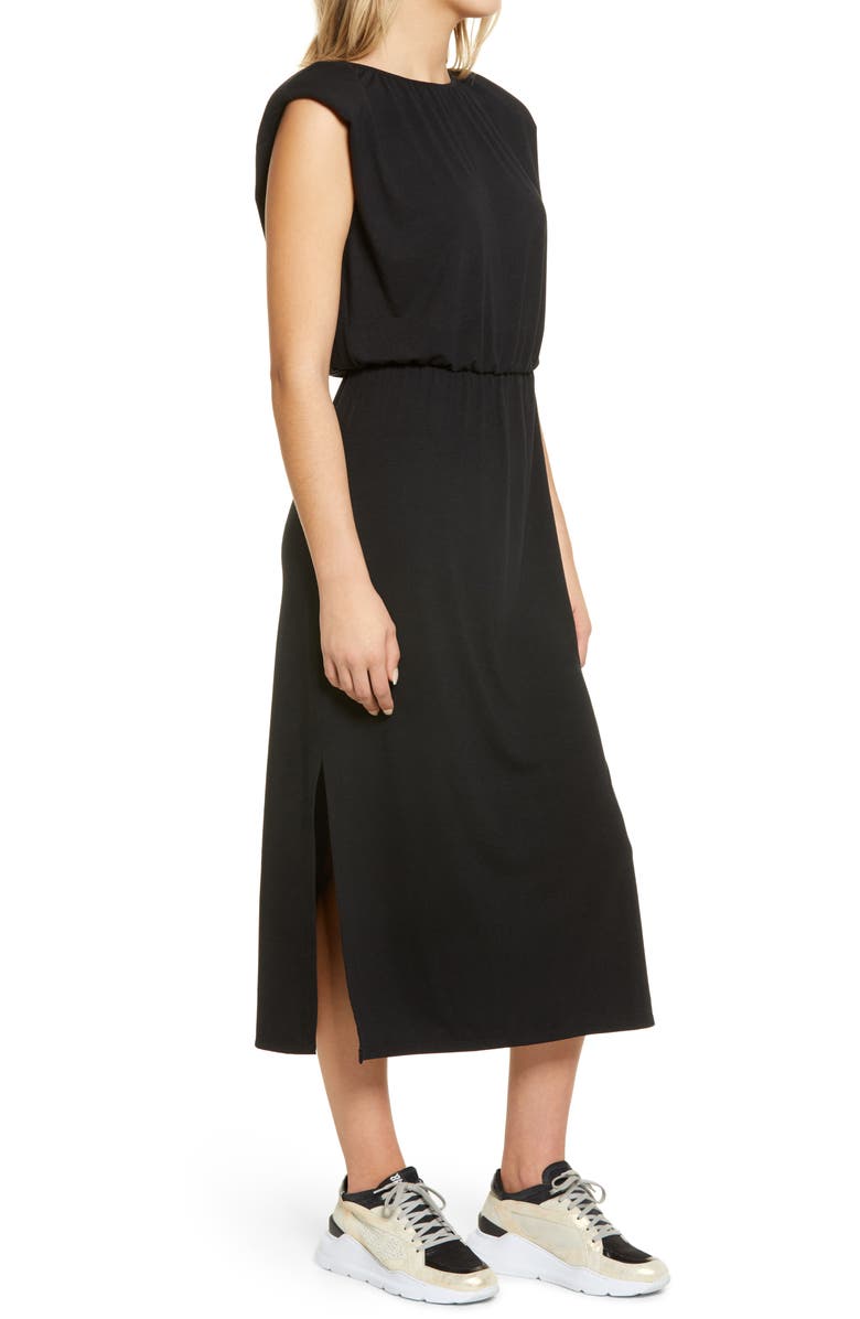 WAYF Padded Shoulder Midi Dress, Alternate, color,