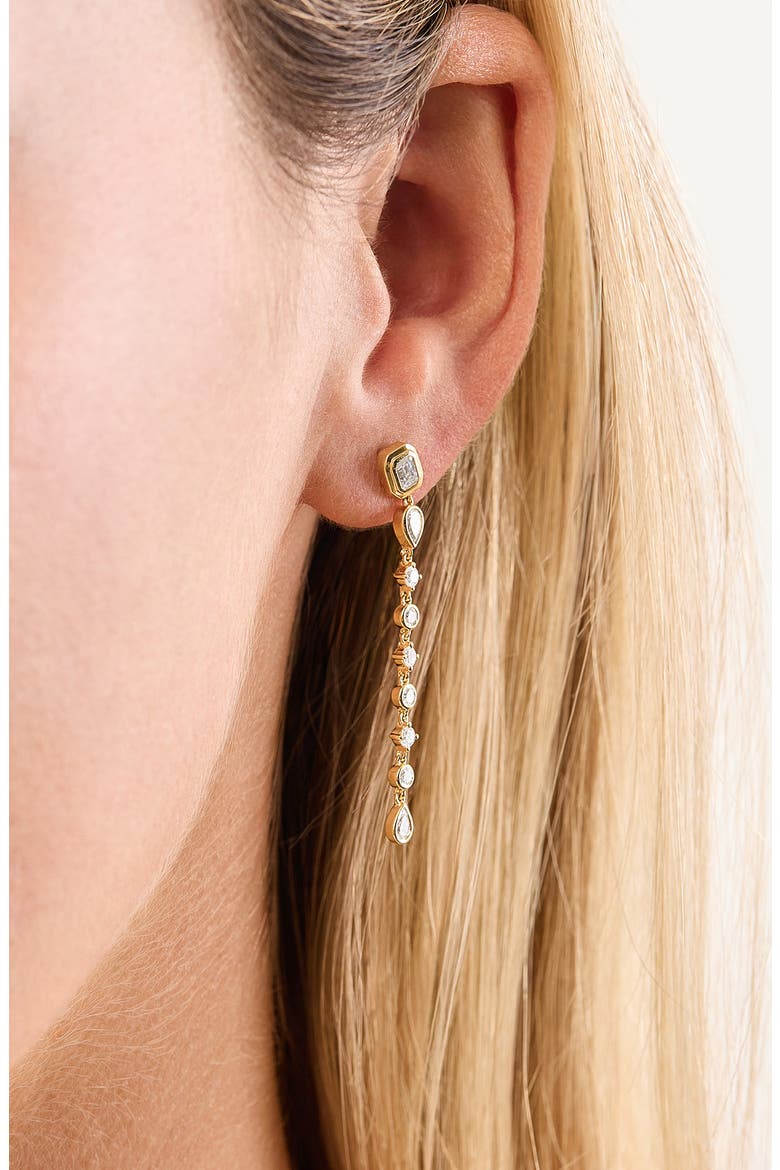 18K Gold Monaco Diamond Linear Drop Earrings (Online Trunk Show), Alternate, color, 18K YELLOW GOLD/ DIAMOND