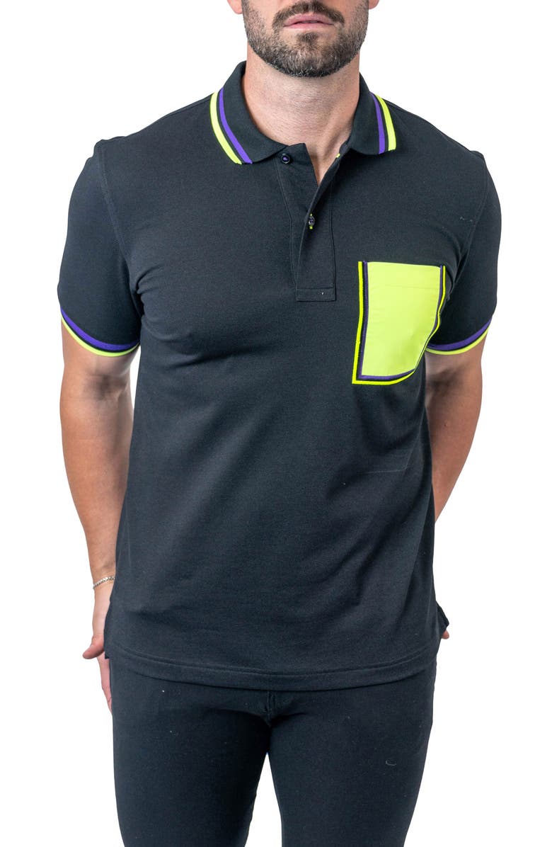 Maceoo Mozart Milano Egyptian Cotton Polo, Alternate, color, Black