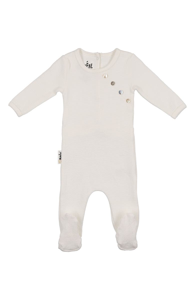 Manière Quilted Waffle Weave Stretch Cotton Footie, Main, color, 