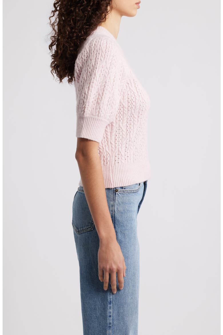 Mason Cable Short Sleeve Sweater, Alternate, color, PALE LILAC