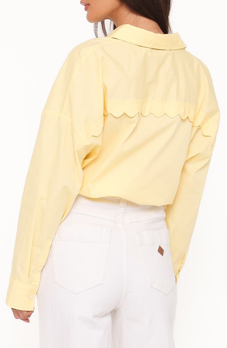 Petal & Pup Inez Scallop Back Detail Cotton Button-Up Shirt, Alternate, color, Yellow