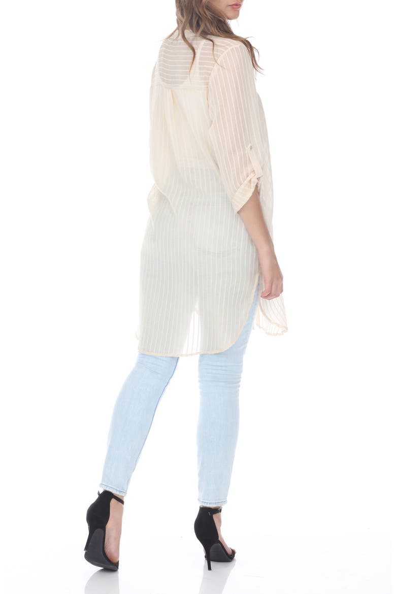 Semi Sheer Stripe Tunic, Alternate, color, BEIGE